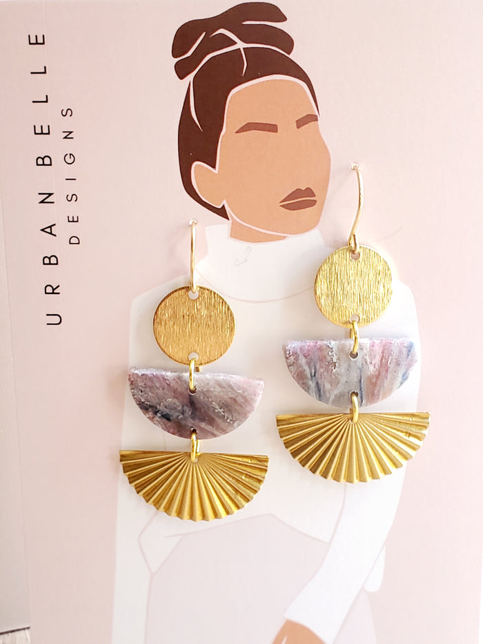 MIA Statement Earrings - Rose Quartz 14K Gold Filled