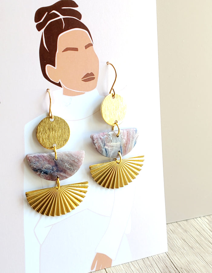 MIA Statement Earrings - Rose Quartz 14K Gold Filled