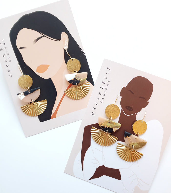 MIA Terrazzo Fan Earrings 14K Gold Filled