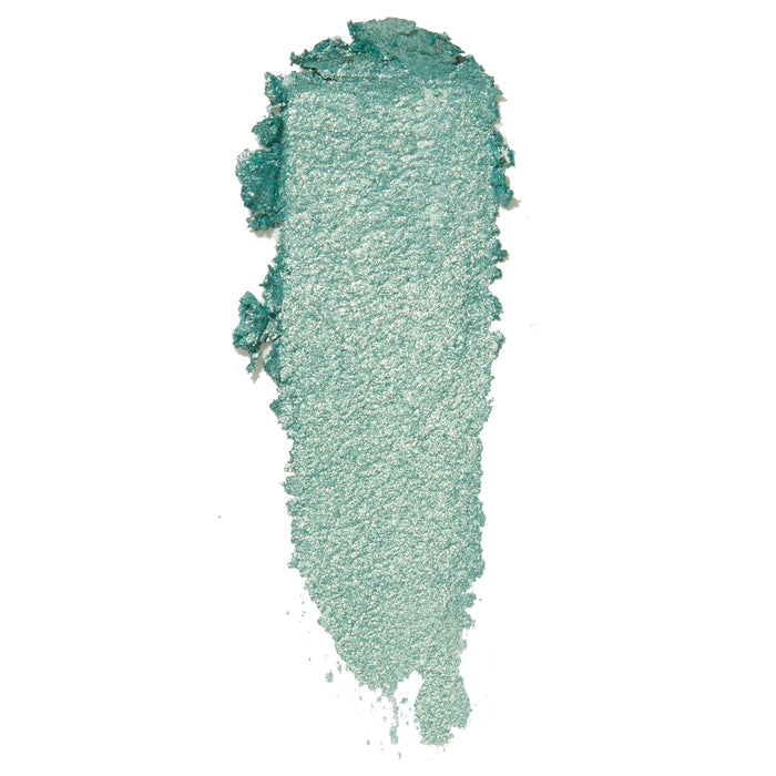 Mint 4 U ColourPop Super Shock Shadow swatch - shimmery mint green pigment smeared in a single swipe, showing metallic sparkle and creamy payoff on a clean white background.