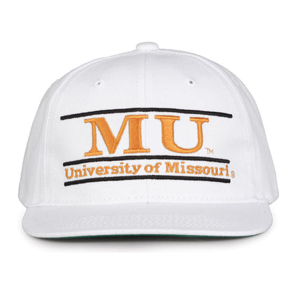Missouri Retro Bar snapback hat in white, front view