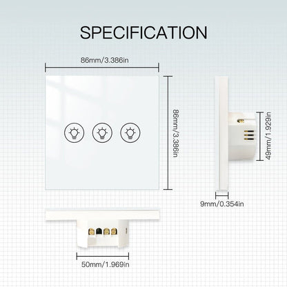 MOES WiFi Smart Light Dimmer Touch Panel Switch 1/2/3 Gang EU Version - MOES