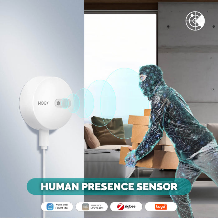 MOES ZigBee Human Presence Sensor Detector Radar Wave Detection Sensor for Home Security - MOES