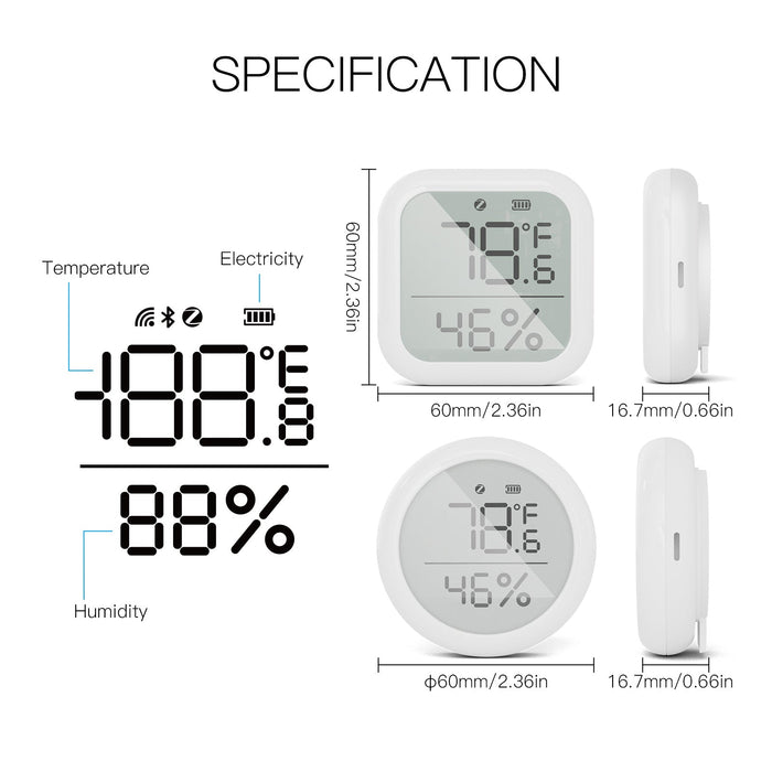MOES Smart ZigBee Temperature and Humidity Sensor Indoor Hygrometer Thermometer Detector with Digital LCD Display Smart Life APP Remote Control ZigBee Gateway Required - MOES