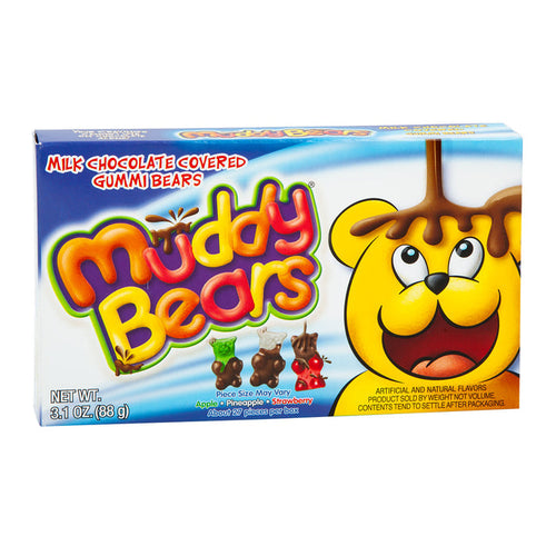 Muddy Bears Chocolate Covered Gummy Bears Candy Theater Box - 12 Count