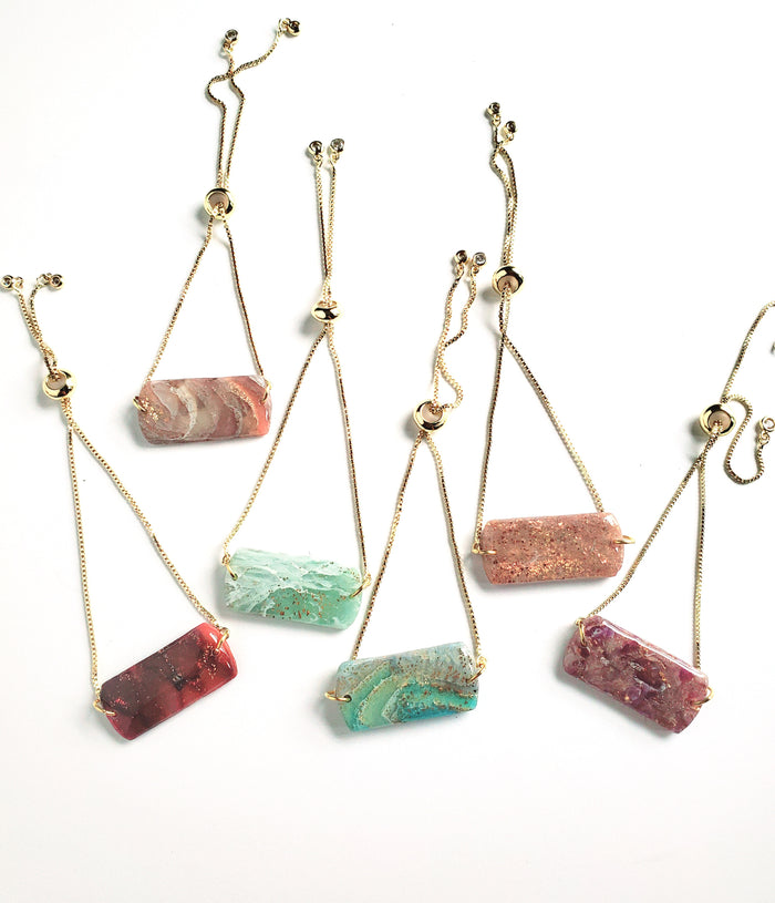 Nature Inspired Clay Pendant Bracelet