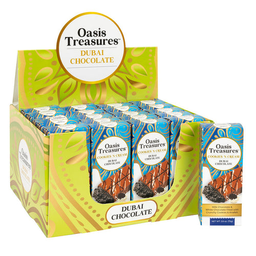 Oasis Treasures Dubai Chocolate Cookies and Cream Candy Bar - 12 Count