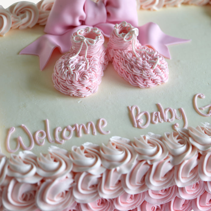 Online Cake Order - Booties & Bow Sheet Cake #306Baby