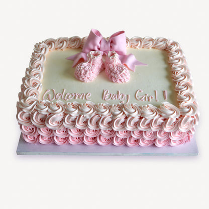 Online Cake Order - Booties & Bow Sheet Cake #306Baby