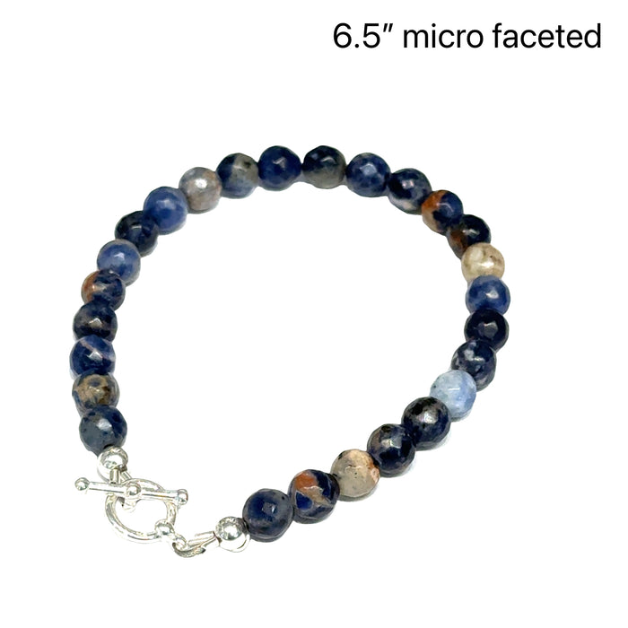 One 6.5'' (6mm) Micro F. Round Orange Sodalite Gemstone bracelet w/ SS toggle