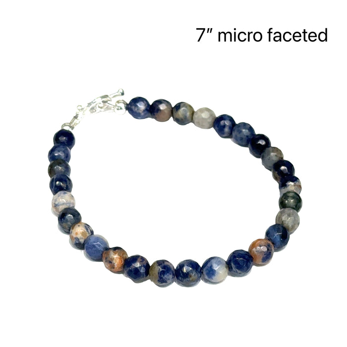 One 7'' (8mm) Micro F. Round Orange Sodalite Gemstone bracelet w/ SS toggle