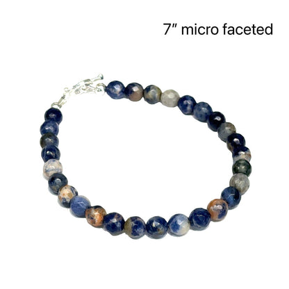 One 7'' (8mm) Micro F. Round Orange Sodalite Gemstone bracelet w/ SS toggle