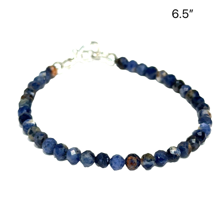 One 6.25'' (4mm) Micro F. Round Orange Sodalite Gemstone bracelet w/ SS toggle