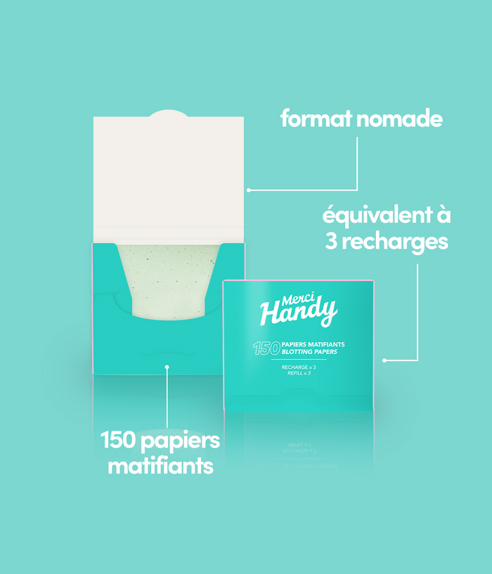 Papiers Matifiants + Recharge 150 feuilles
