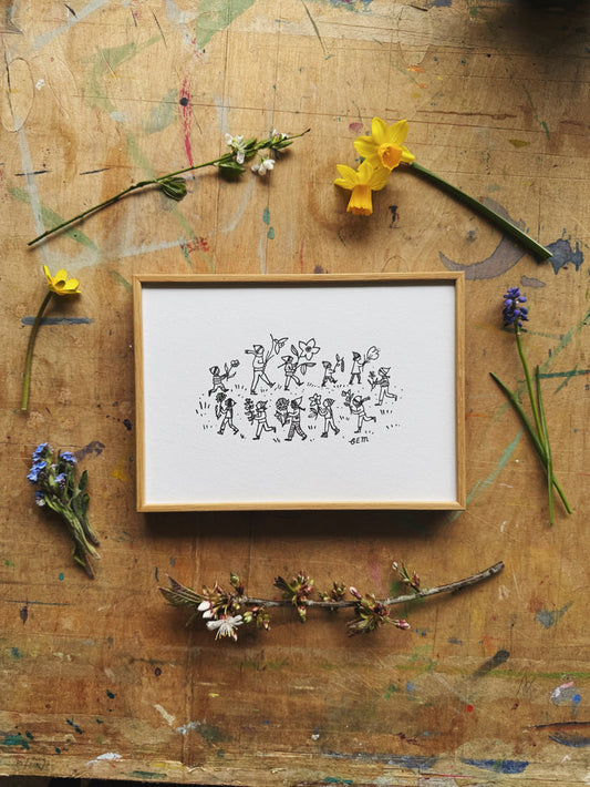 Peace Kids Letterpress A5 Print