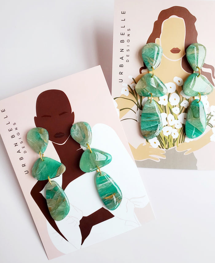 PENELOPE Statement Earrings - Emerald Essence