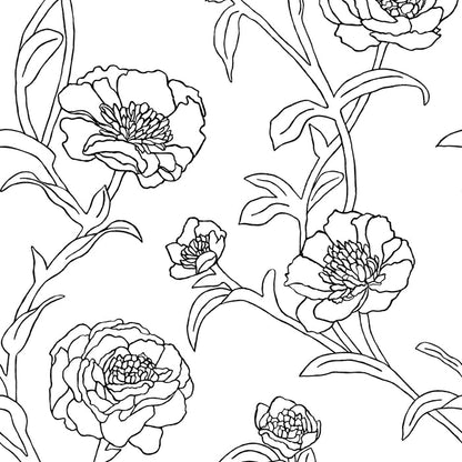 SINGLE ROLL / Black and White Floral