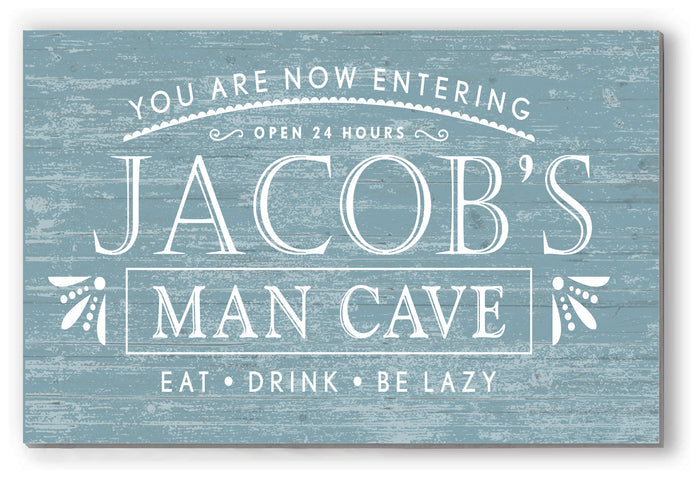 Personalized Man Cave Sign – “Eat. Drink. Be Lazy.” Custom Name Wall Art | Gift for Him