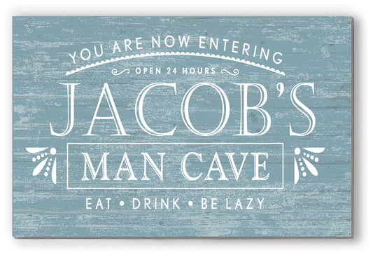 Personalized Man Cave Sign – “Eat. Drink. Be Lazy.” Custom Name Wall Art | Gift for Him
