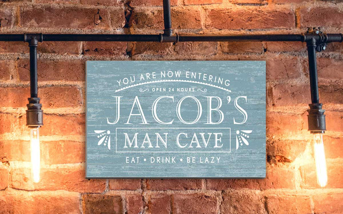 Custom Man Cave Sign Solid Wood 16.5 x 10.5 - Broad Bay Personalized Gifts Shipped Fast