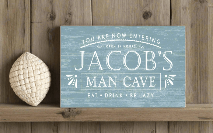 Custom Man Cave Sign Solid Wood 16.5 x 10.5 - Broad Bay Personalized Gifts Shipped Fast