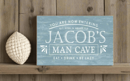 Custom Man Cave Sign Solid Wood 16.5 x 10.5 - Broad Bay Personalized Gifts Shipped Fast