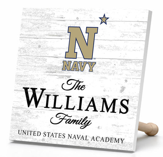 Personalized Navy Midshipmen Family Name Sign – Custom United States Naval Academy Wood Wall Decor – Navy Gift
