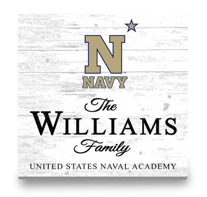 Personalized Navy Midshipmen Family Name Sign – Custom United States Naval Academy Wood Wall Decor – Navy Gift