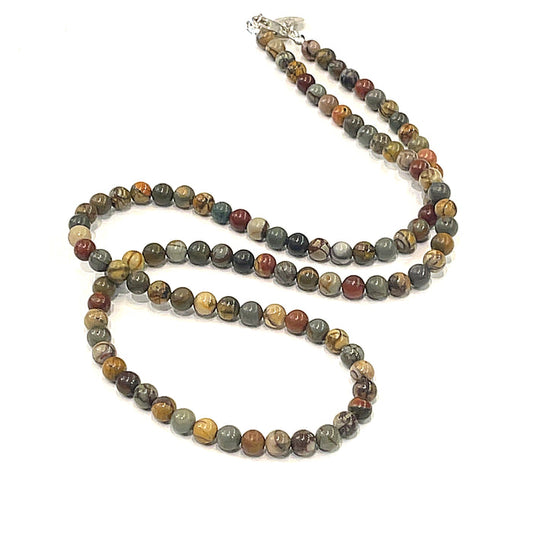 Picasso Jasper beaded gemstone necklace, 26.5''