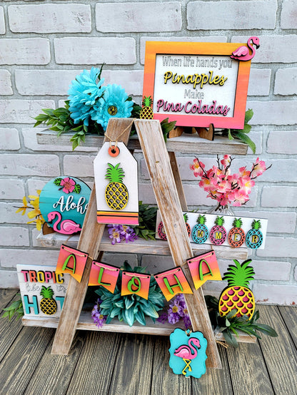Pineapple Tropical Tiered Tray Set
