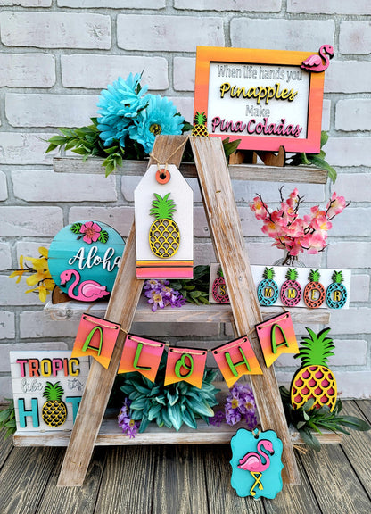 Pineapple Tropical Tiered Tray Set