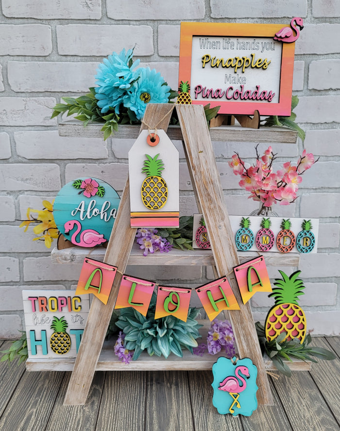 Pineapple Tropical Tiered Tray Set