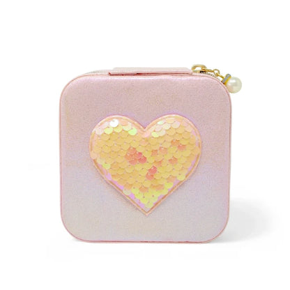 Pink Sequin Heart Jewelry Box