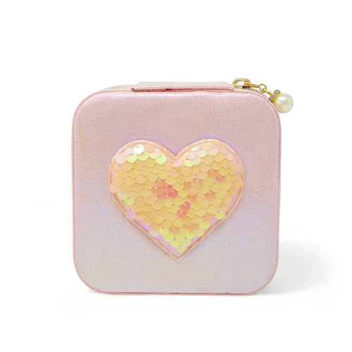 Pink Sequin Heart Jewelry Box