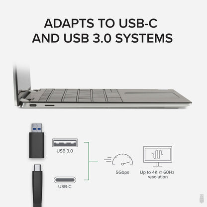 USBC-6950U adapter supports USB 3.0 and USB-C, 5Gbps data transfer, and up to 4K at 60Hz resolution.