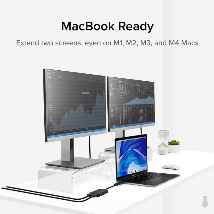 MacBook Ready: UGA-4KHDMI adapter extends two screens on M1, M2, M3, and M4 Macs.