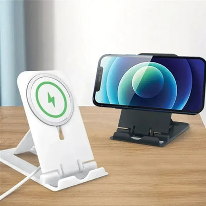 The wireless charging station is on a table
