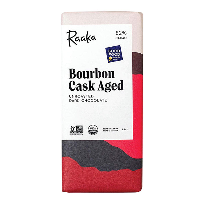 Raaka 82% Dark Chocolate Bourbon Cask Aged Chocolate Bar - 144 Count 1.8 OZ
