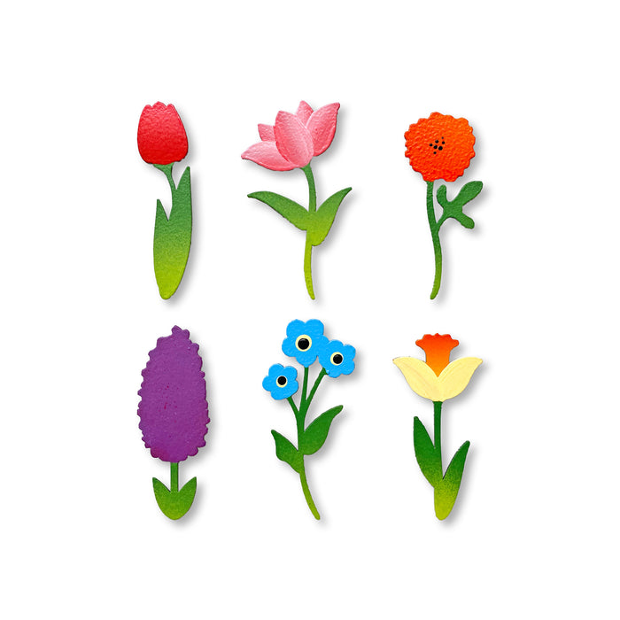 Rainbow Flower Stem Magnets S/6