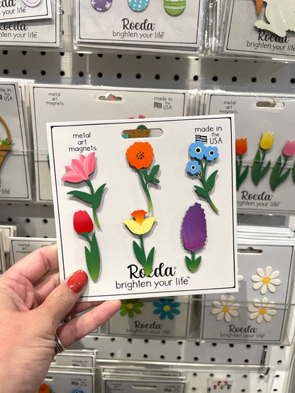Rainbow Flower Stem Magnets S/6