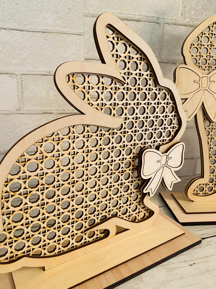 Rattan Stand Up Bunnies- Set of 2- wholesale