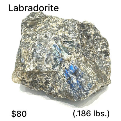 Raw Labradorite Gemstone Collector Piece (.186bs.) on white front view