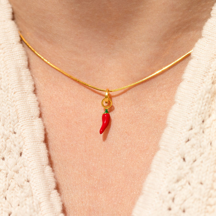 Red Hot Chili Pepper Charm Necklace