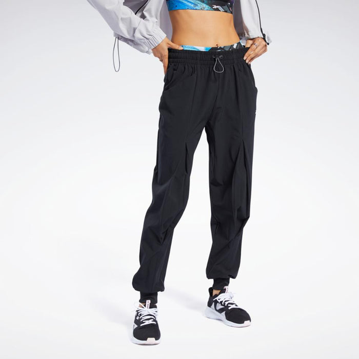 Reebok Apparel Women Pleated Woven Pants BLACK