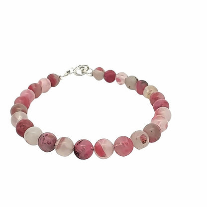 Rhodonite in Quartz Gemstone Bracelet on white front center overview