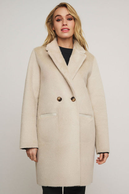 Rino & Pelle Ivon 7002412 Reversible Double Breasted Coat Birch - Dotique