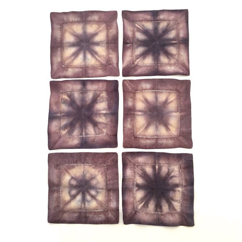 Scarf Spree: Maroon & Tan Linen Cocktail Napkin Coasters