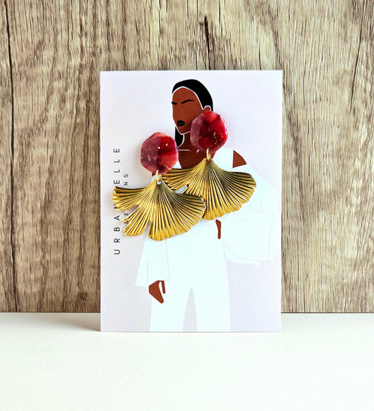 Scarlet Gingko Statement Earrings