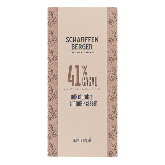 Scharffen Berger 41% Cacao Milk Chocolate with Almonds and Sea Salt Candy Bars - 12 Count