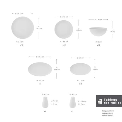 Service de table Karaca Allure pour 12 personnes, 41 pièces, New Generation Bone, blanc